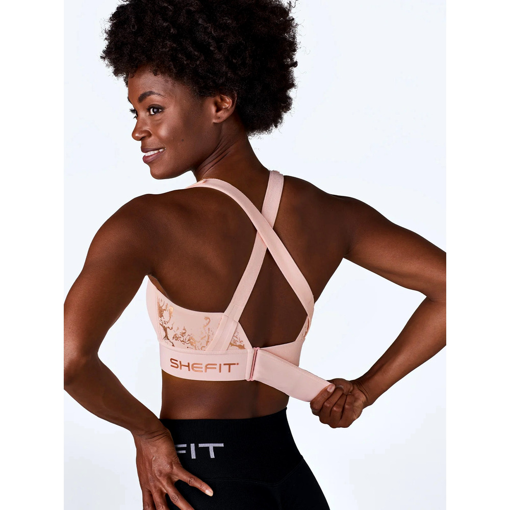 SHEFIT Flex Sports Bra Size Luxe Blush Walking Tennis Cycle Weights Compression - Picture 2 of 9